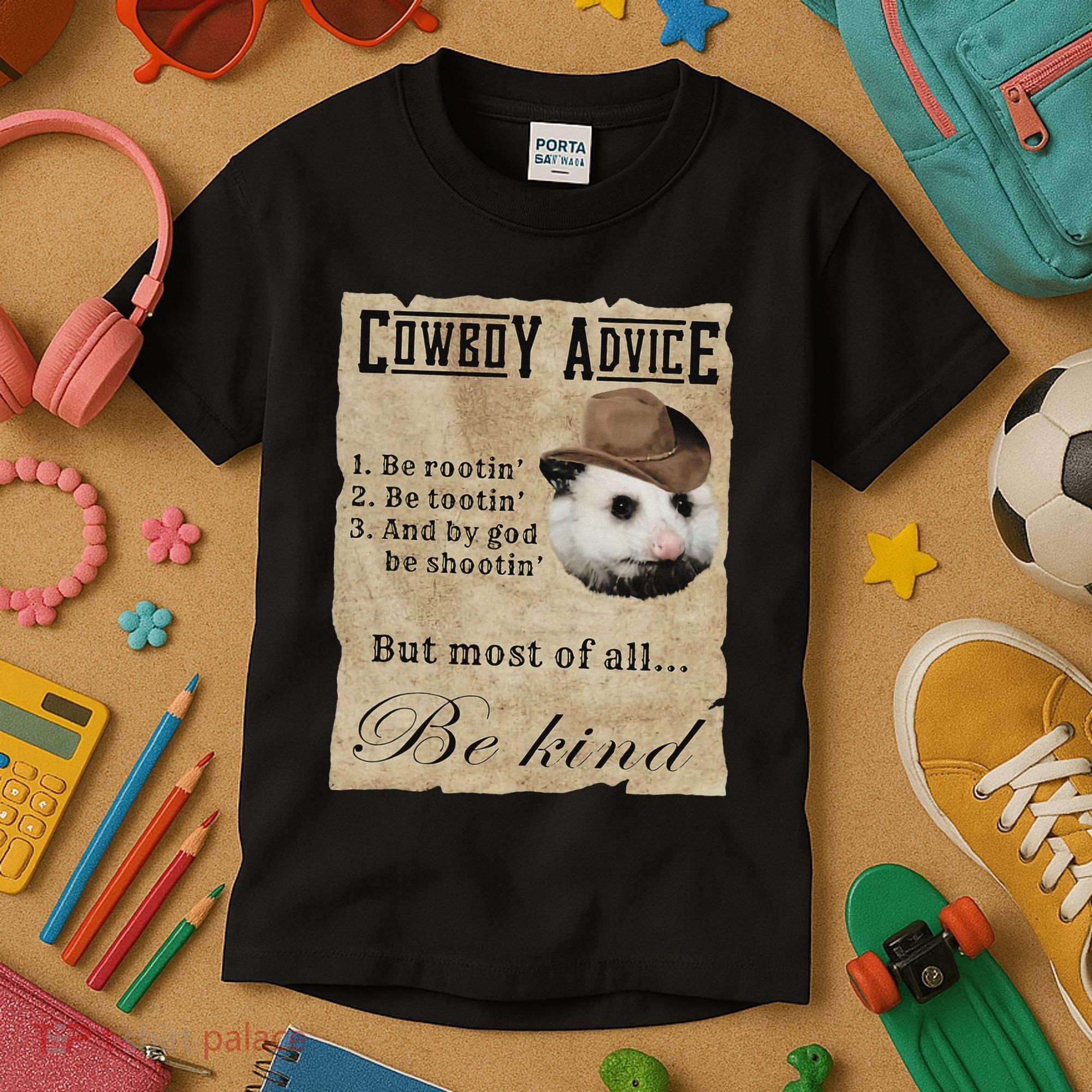 Cowboy Advice Be Rootin Be Tootin And By God Be Shootin Kids T-Shirt
