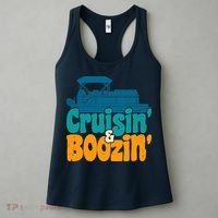 Cruisin' and Boozin' Party Pontoon Boat Booze Captain Women's Tank Top thumb 3