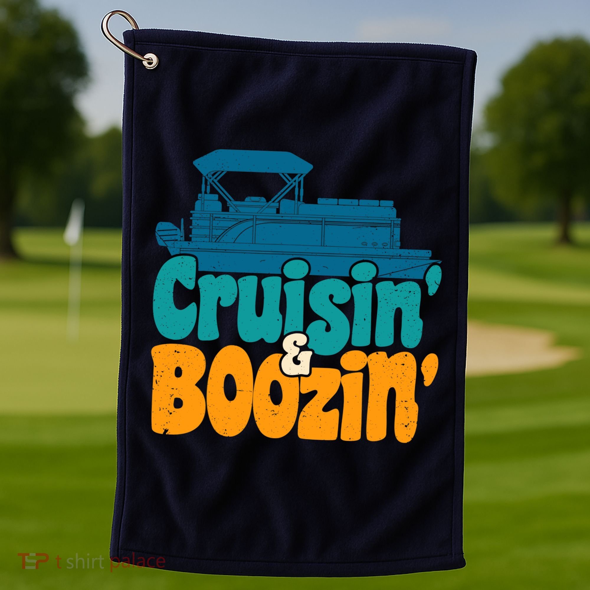 Cruisin' and Boozin' Party Pontoon Boat Booze Captain Golf Towel