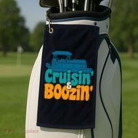 Cruisin' and Boozin' Party Pontoon Boat Booze Captain Golf Towel thumb 2