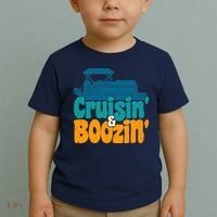 Cruisin' and Boozin' Party Pontoon Boat Booze Captain Toddler T-Shirt thumb 2