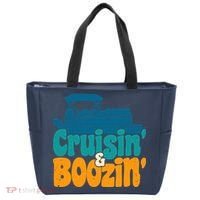 Cruisin' and Boozin' Party Pontoon Boat Booze Captain Tote Bag thumb 0