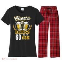 Cheers And Beers To My 60 Years 60th Birthday Women's Flannel Pajama Set thumb 0