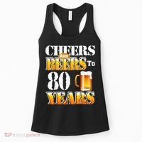 Cheers And Beers To 80 Years Funny 80th Birthday Beer Lover Women's Tank Top thumb 0