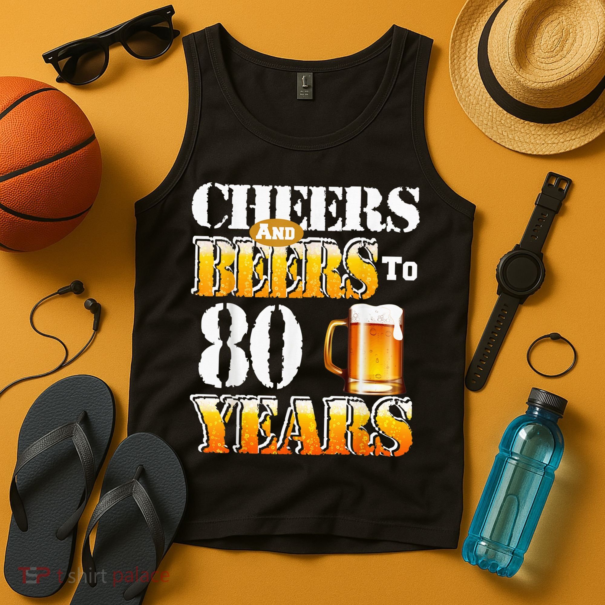 Cheers And Beers To 80 Years Funny 80th Birthday Beer Lover Tank Top