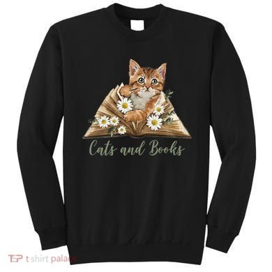 Cats And Books Floral Cute Sweatshirt