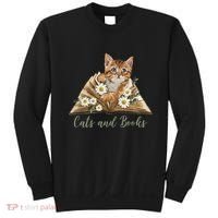 Cats And Books Floral Cute Sweatshirt thumb 0