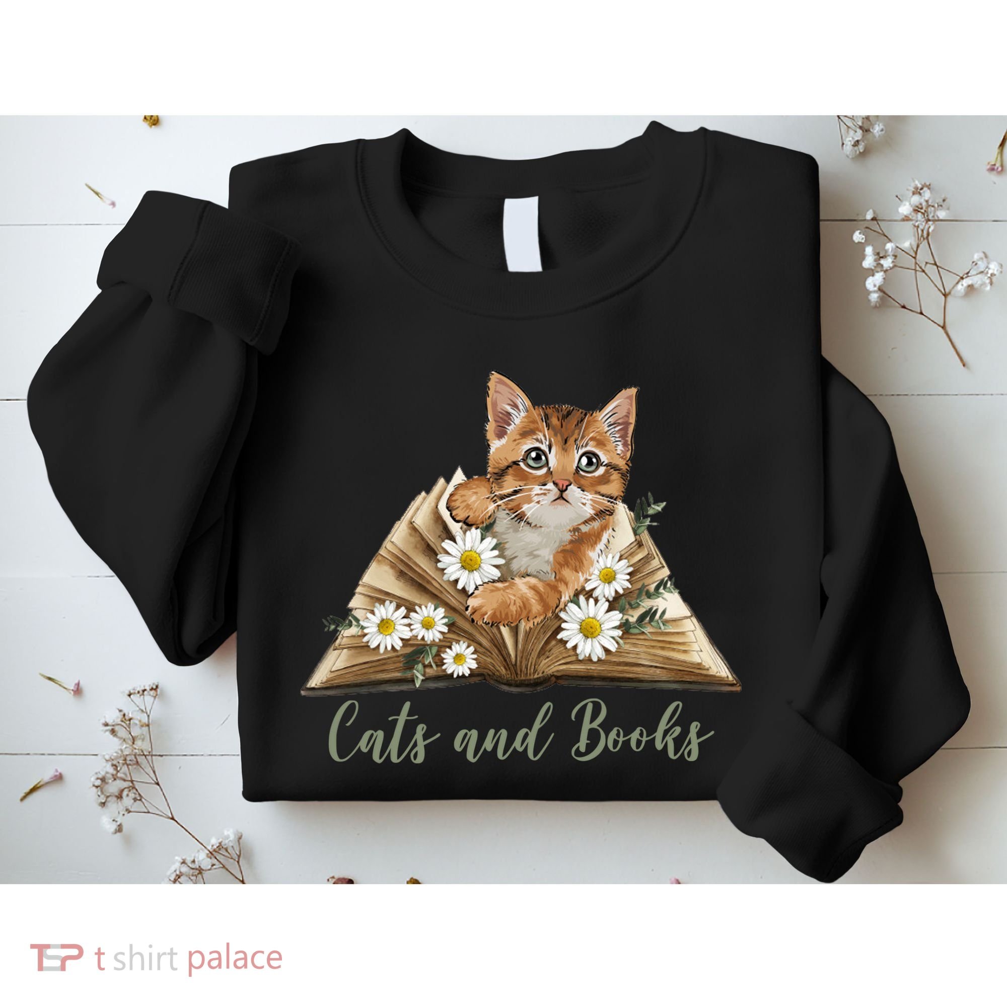 Cats And Books Floral Cute Sweatshirt