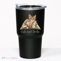 Cats And Books Floral Cute Tumbler thumb 0