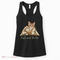 Cats And Books Floral Cute Women's Tank Top thumb 0