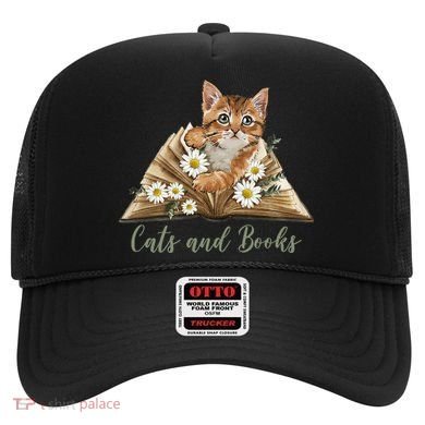 Cats And Books Floral Cute Hat