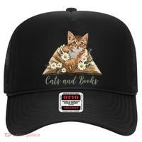 Cats And Books Floral Cute Hat thumb 0