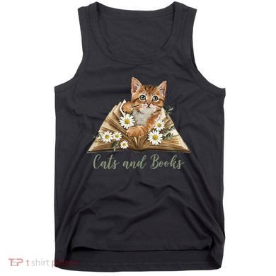Cats And Books Floral Cute Tank Top