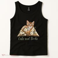 Cats And Books Floral Cute Tank Top thumb 2