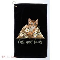 Cats And Books Floral Cute Golf Towel thumb 0