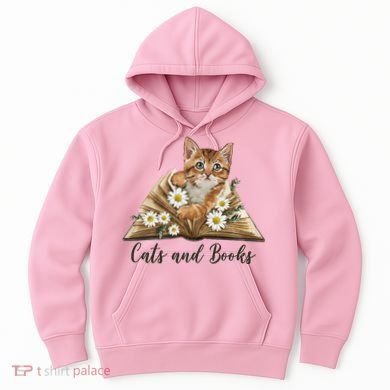 Cats And Books Floral Cute Hoodie