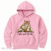 Cats And Books Floral Cute Hoodie thumb 0