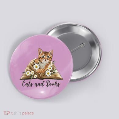 Cats And Books Floral Cute Button