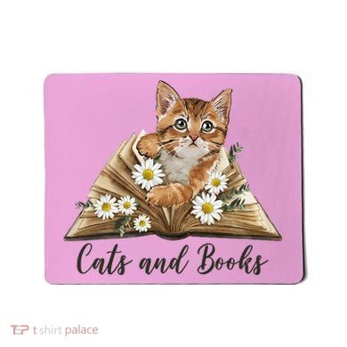 Cats And Books Floral Cute Mousepad