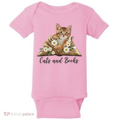 Cats And Books Floral Cute Baby Bodysuit