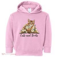 Cats And Books Floral Cute Toddler Hoodie thumb 0
