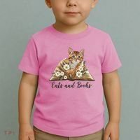 Cats And Books Floral Cute Toddler T-Shirt thumb 2