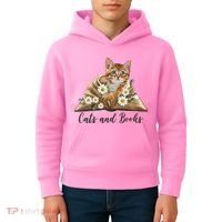 Cats And Books Floral Cute Kids Hoodie thumb 4