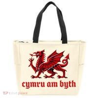 Cymru am byth Wales Red Welsh Dragon Cymraeg Flag Tote Bag thumb 0