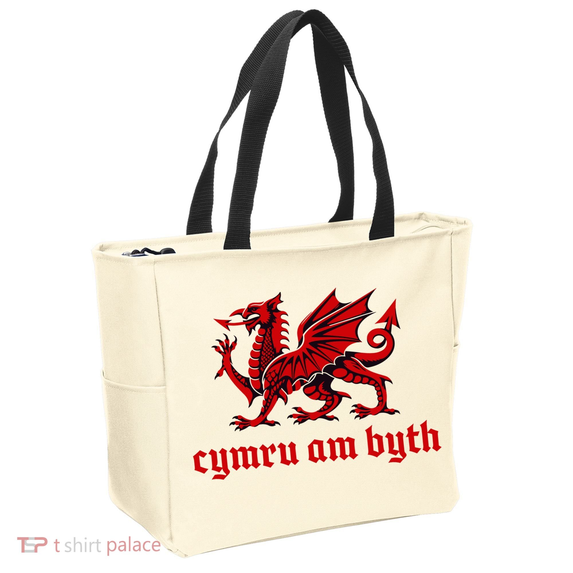 Cymru am byth Wales Red Welsh Dragon Cymraeg Flag Tote Bag