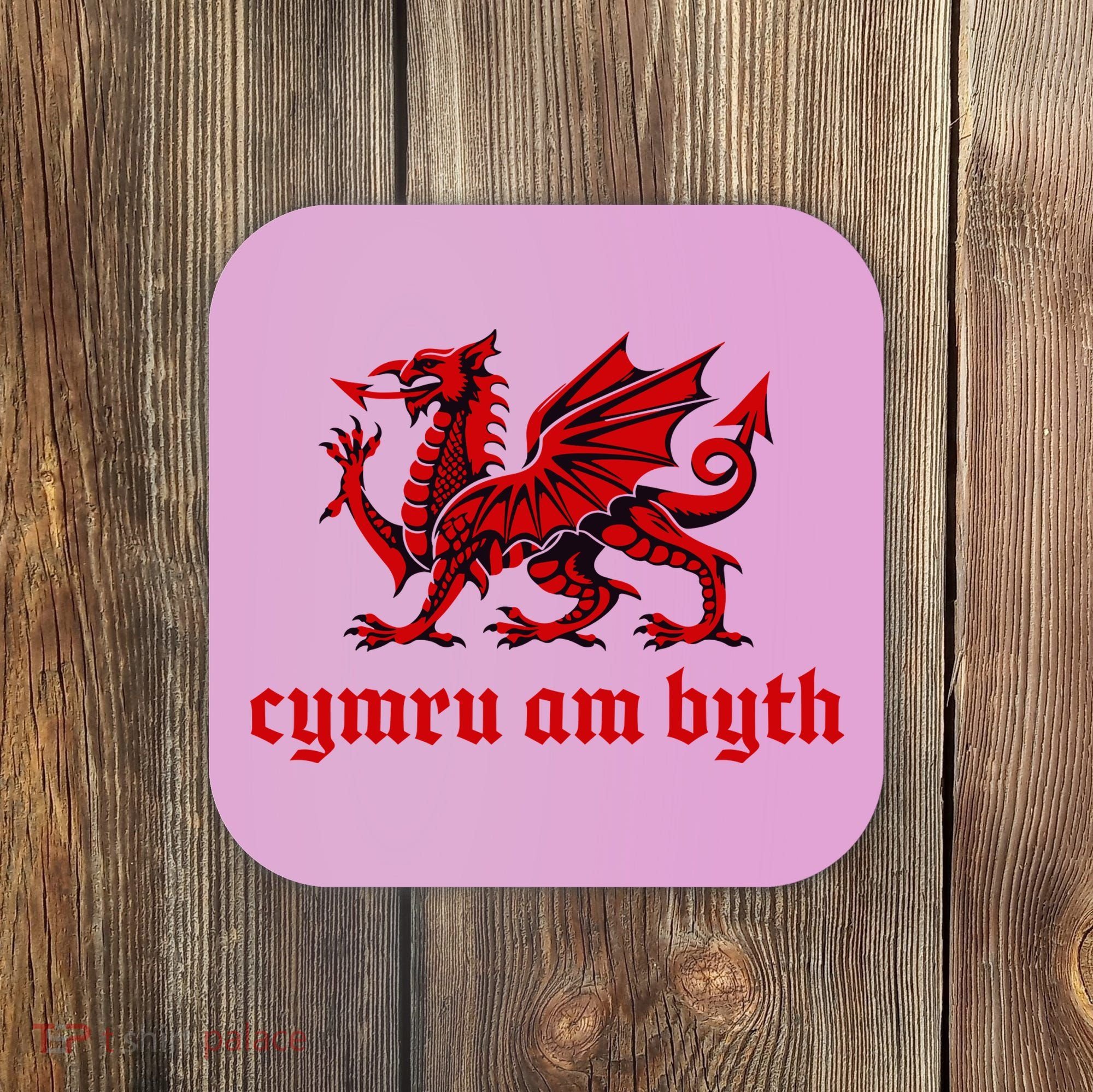 Cymru am byth Wales Red Welsh Dragon Cymraeg Flag Coaster
