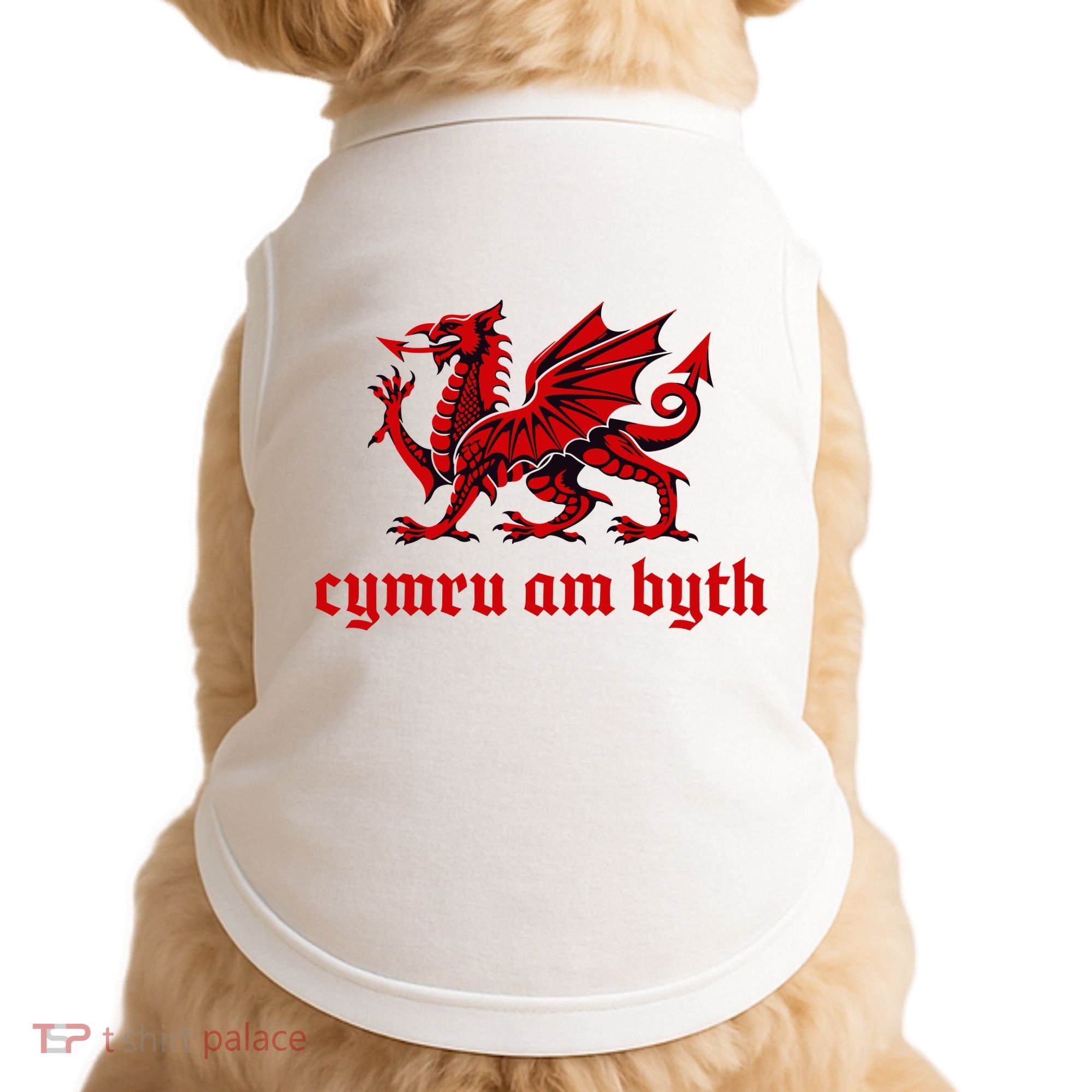 Cymru am byth Wales Red Welsh Dragon Cymraeg Flag Doggie Tank