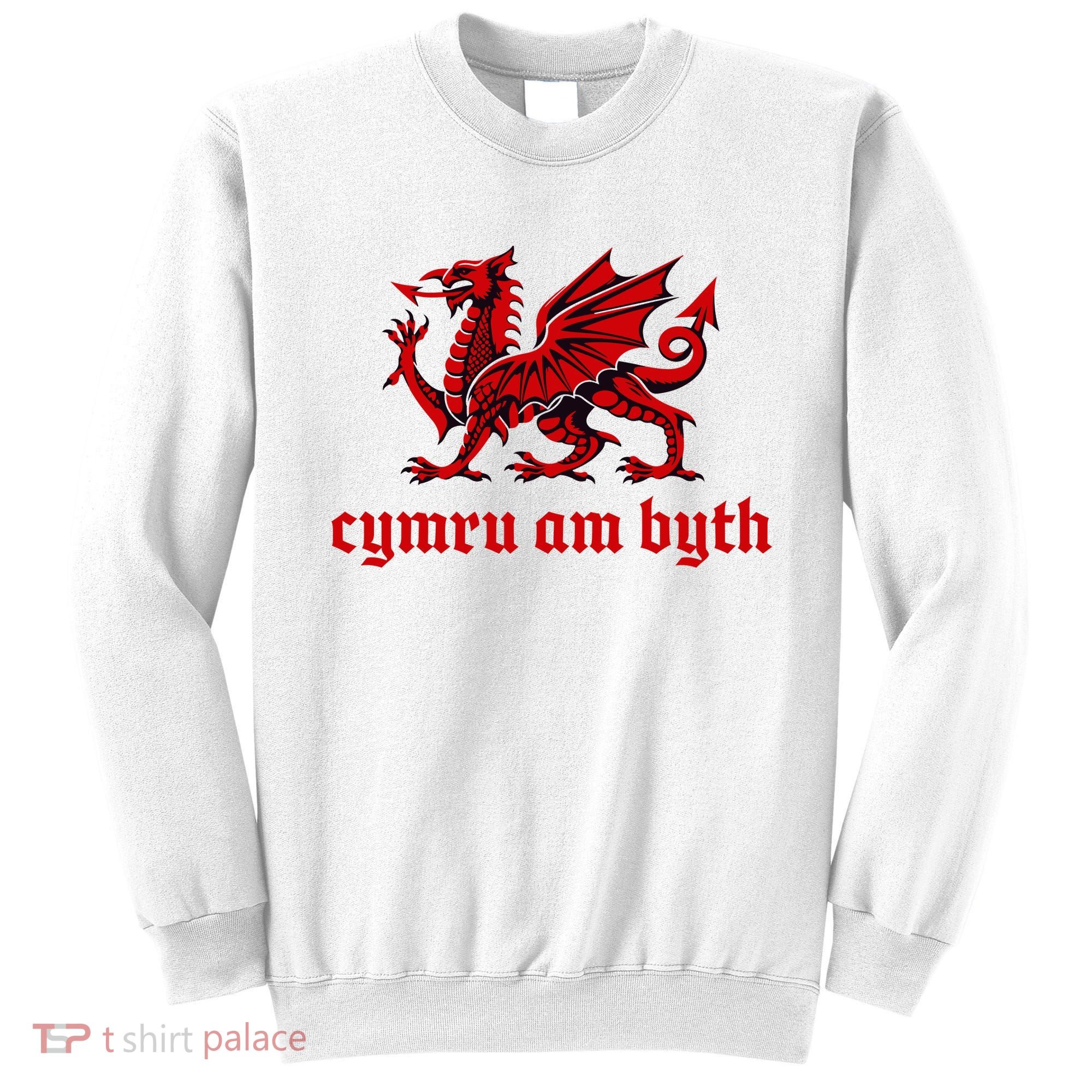 Cymru am byth Wales Red Welsh Dragon Cymraeg Flag Sweatshirt