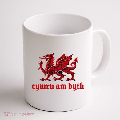 Cymru am byth Wales Red Welsh Dragon Cymraeg Flag Coffee Mug back