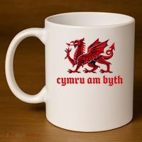 Cymru am byth Wales Red Welsh Dragon Cymraeg Flag 11oz C Handle Ceramic Mug thumb 4