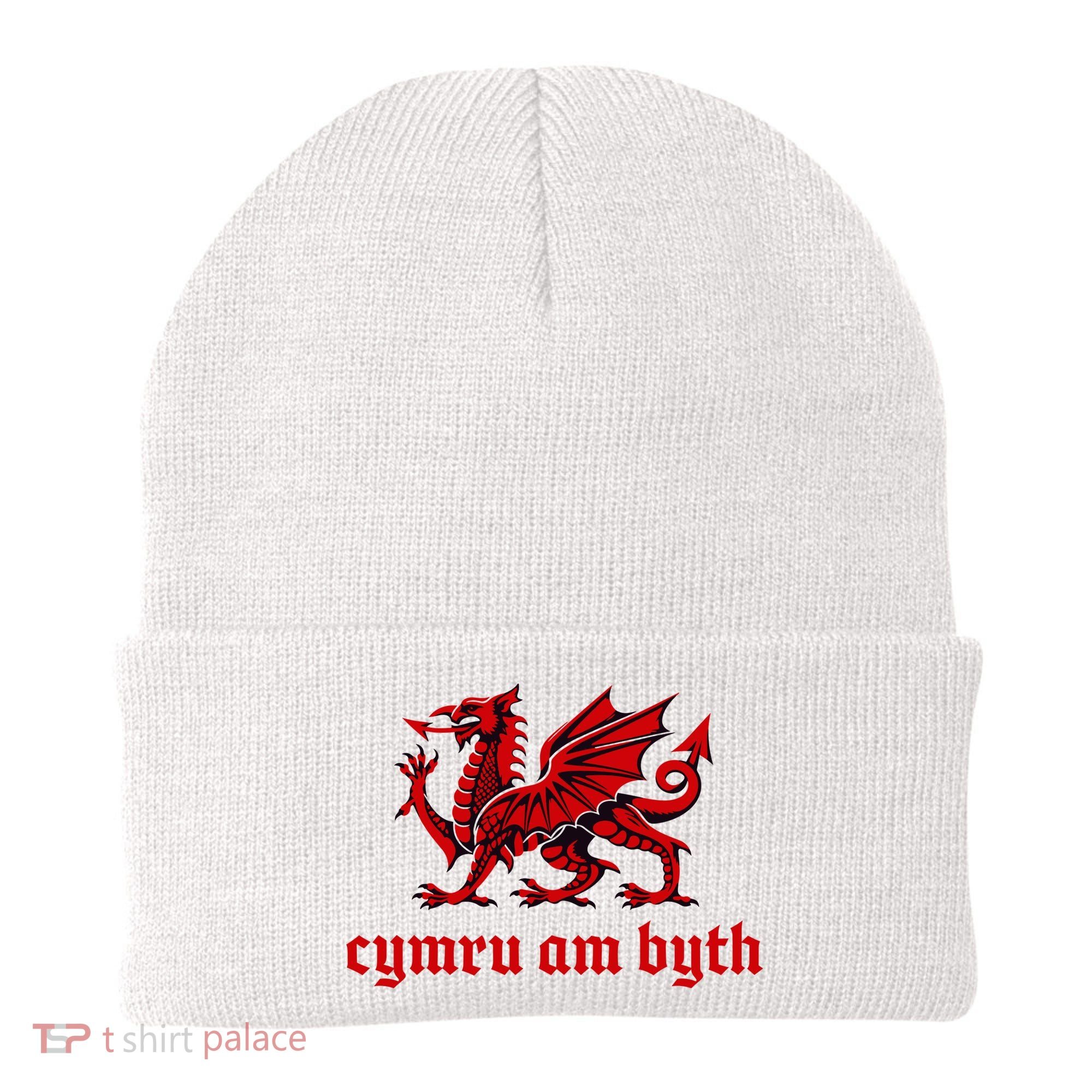 Cymru am byth Wales Red Welsh Dragon Cymraeg Flag Beanie
