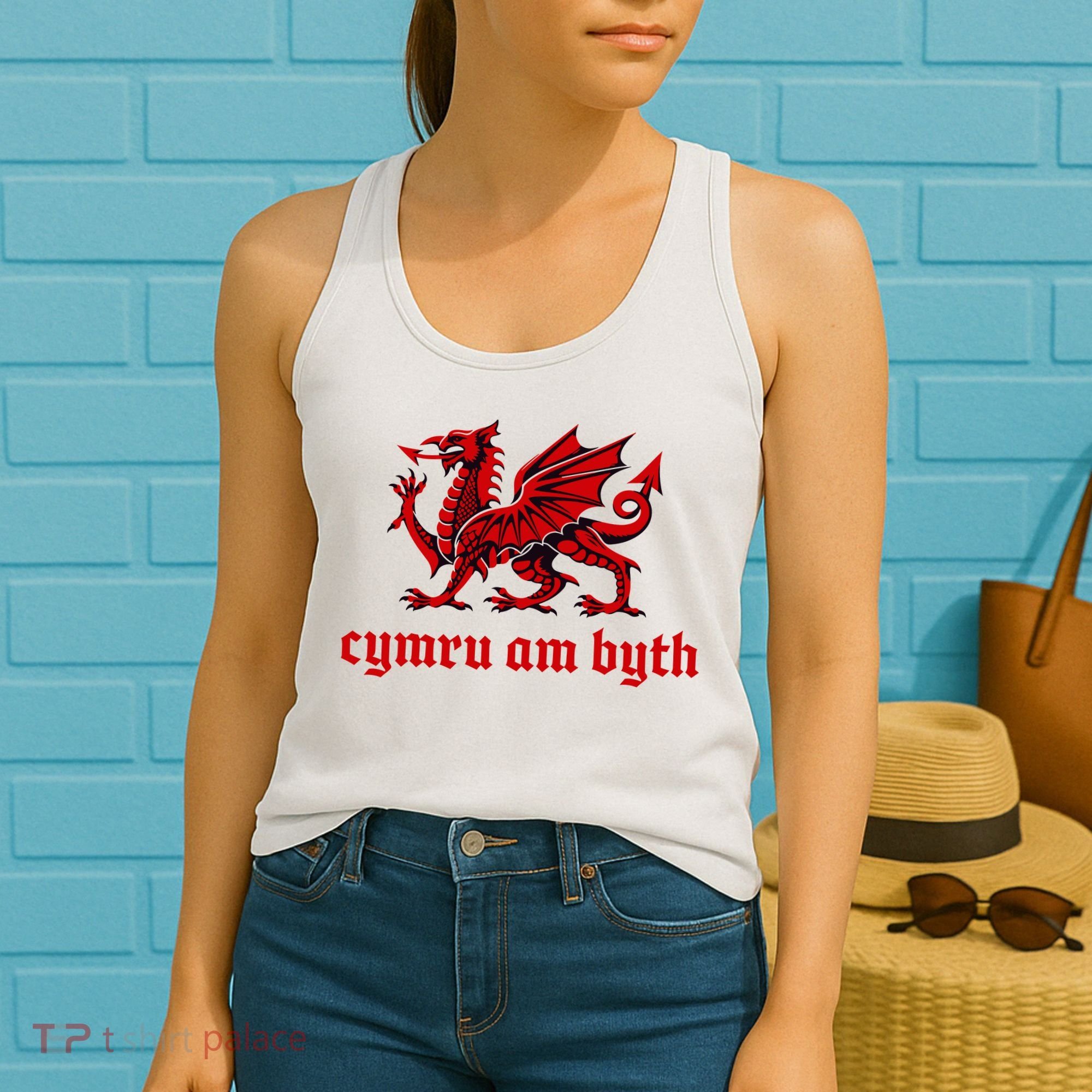 Cymru am byth Wales Red Welsh Dragon Cymraeg Flag Women's Tank Top
