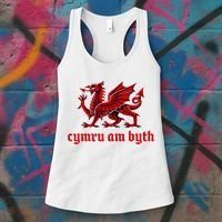 Cymru am byth Wales Red Welsh Dragon Cymraeg Flag Women's Tank Top thumb 3