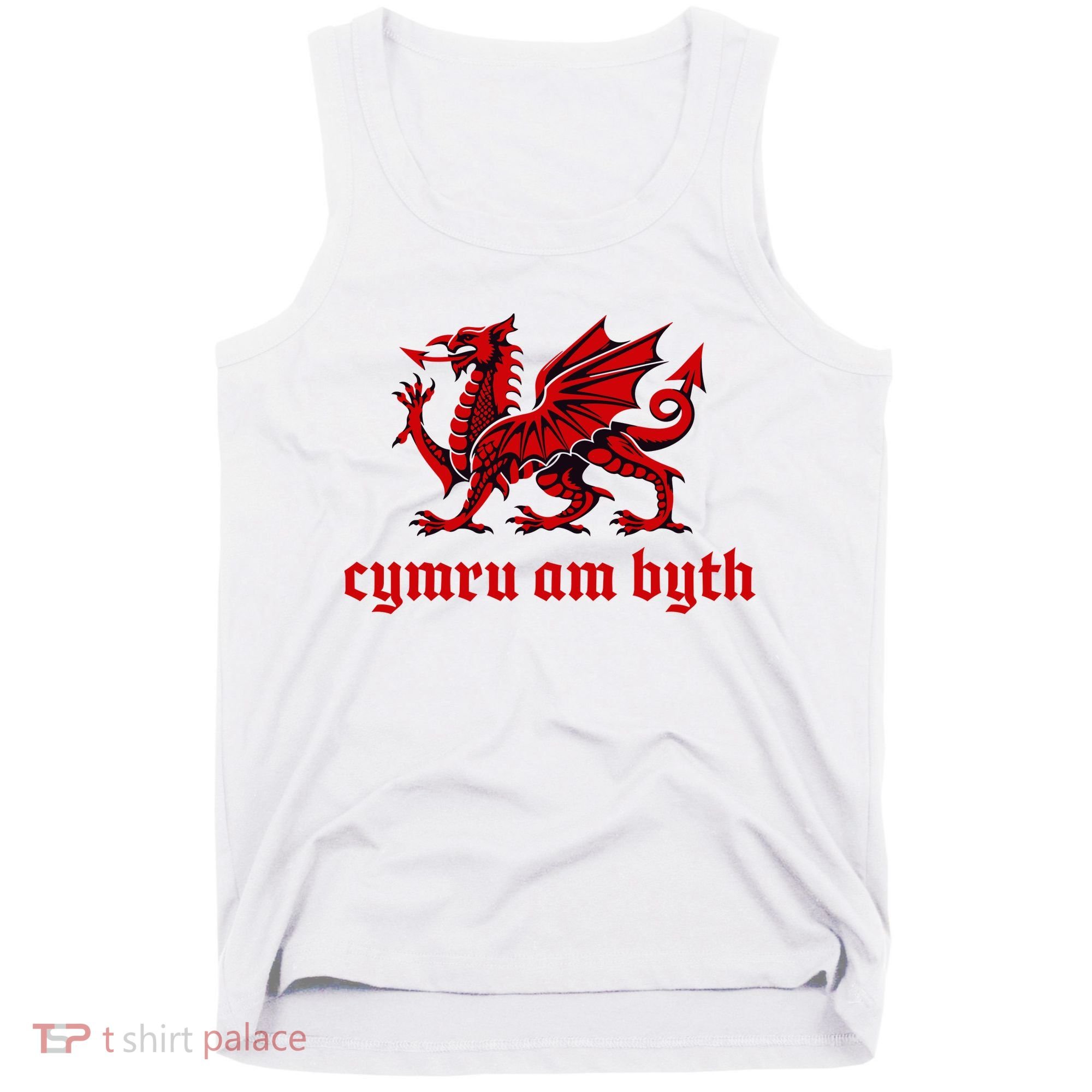 Cymru am byth Wales Red Welsh Dragon Cymraeg Flag Tank Top