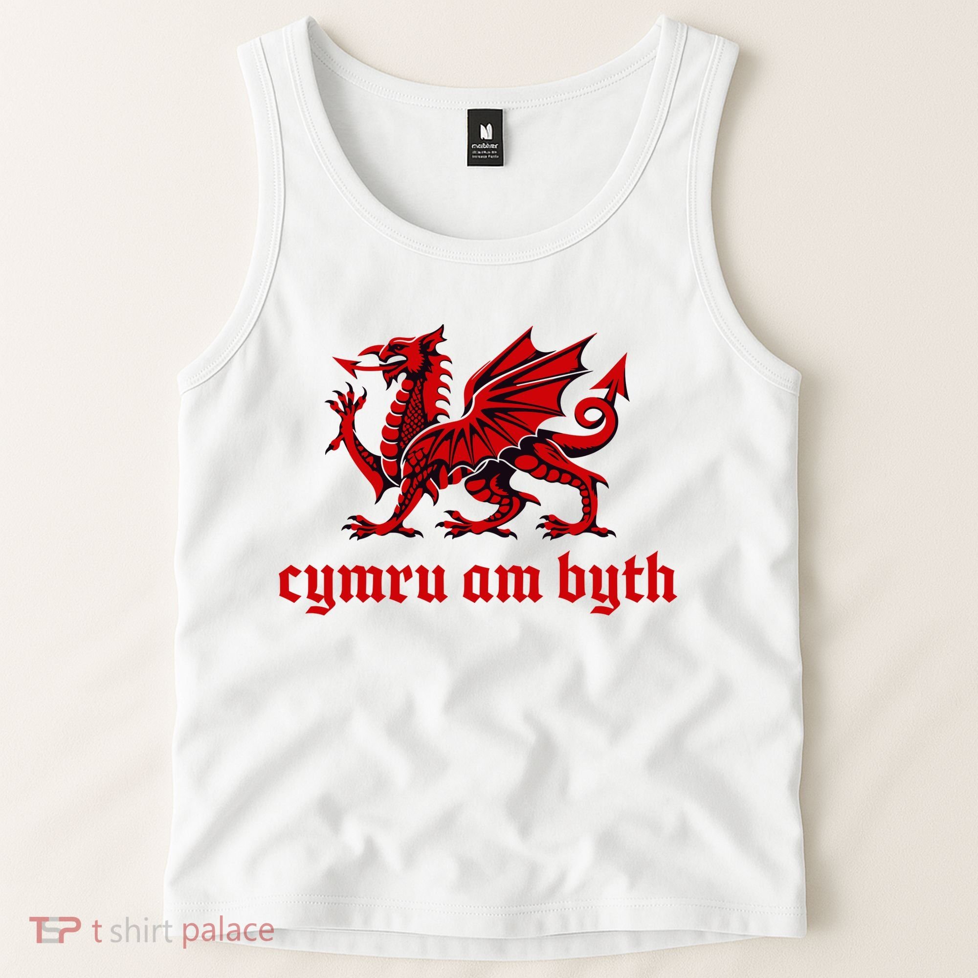 Cymru am byth Wales Red Welsh Dragon Cymraeg Flag Tank Top