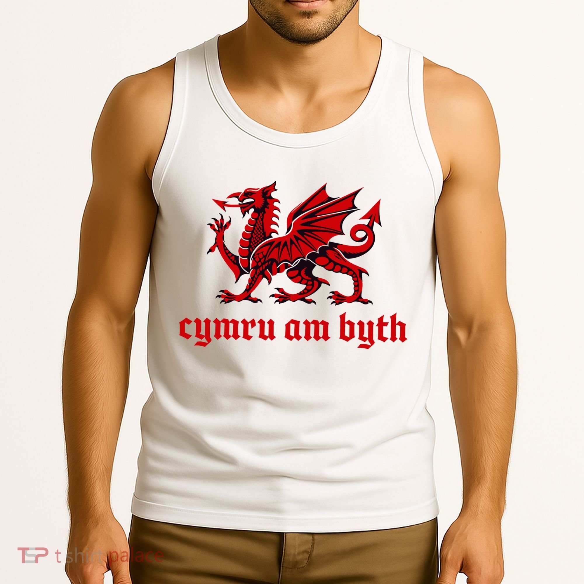 Cymru am byth Wales Red Welsh Dragon Cymraeg Flag Tank Top