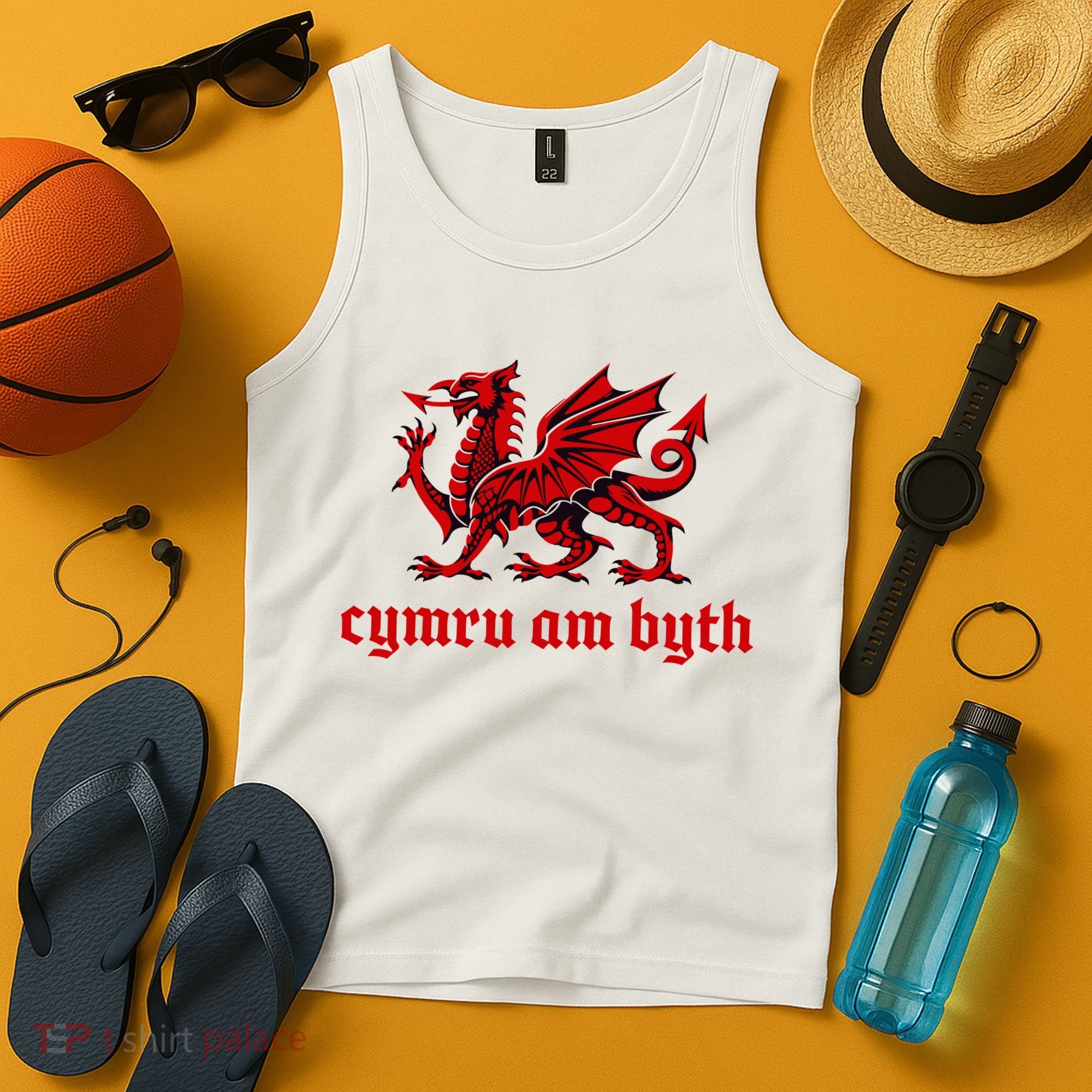Cymru am byth Wales Red Welsh Dragon Cymraeg Flag Tank Top