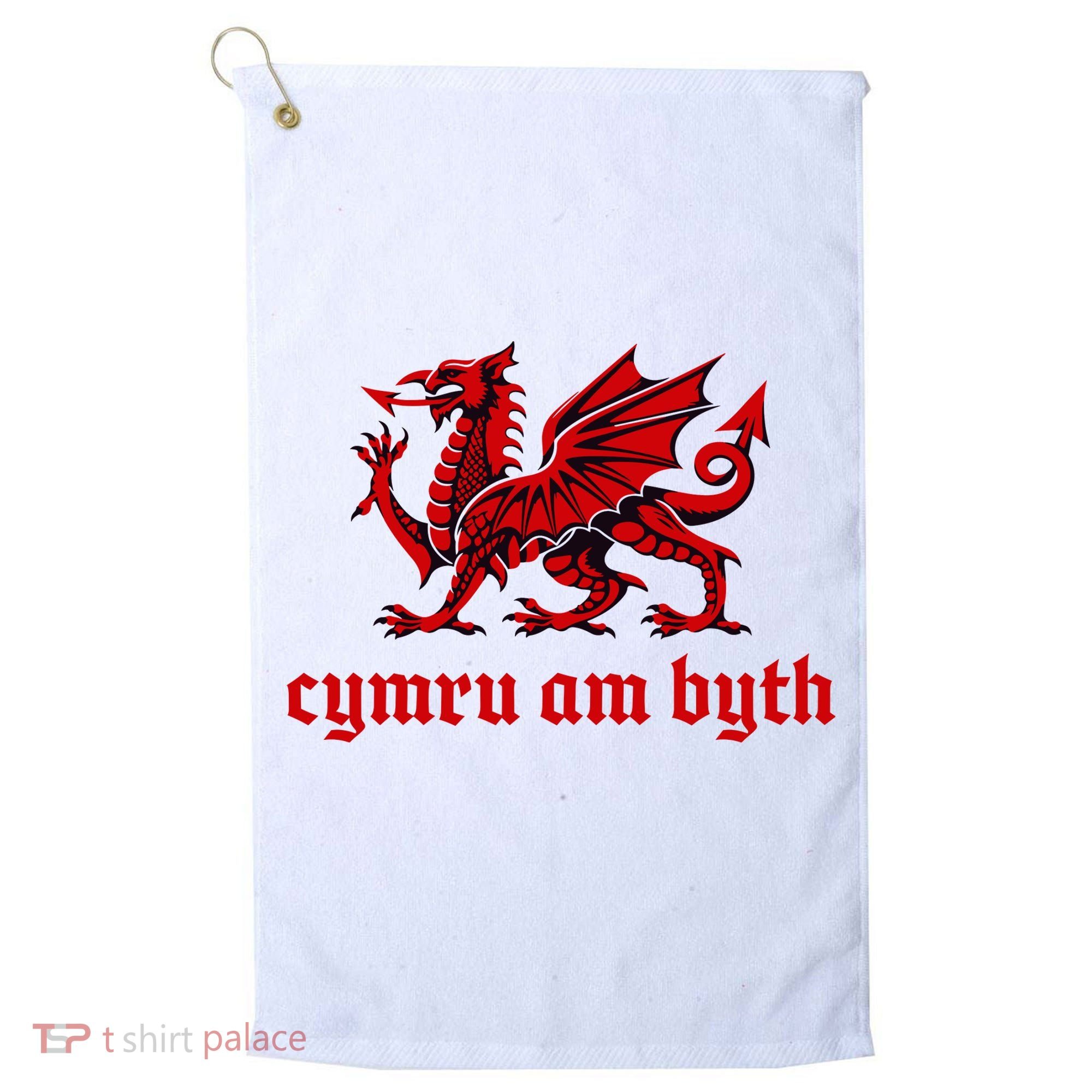 Cymru am byth Wales Red Welsh Dragon Cymraeg Flag Golf Towel