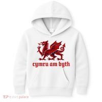 Cymru am byth Wales Red Welsh Dragon Cymraeg Flag Kids Hoodie thumb 0