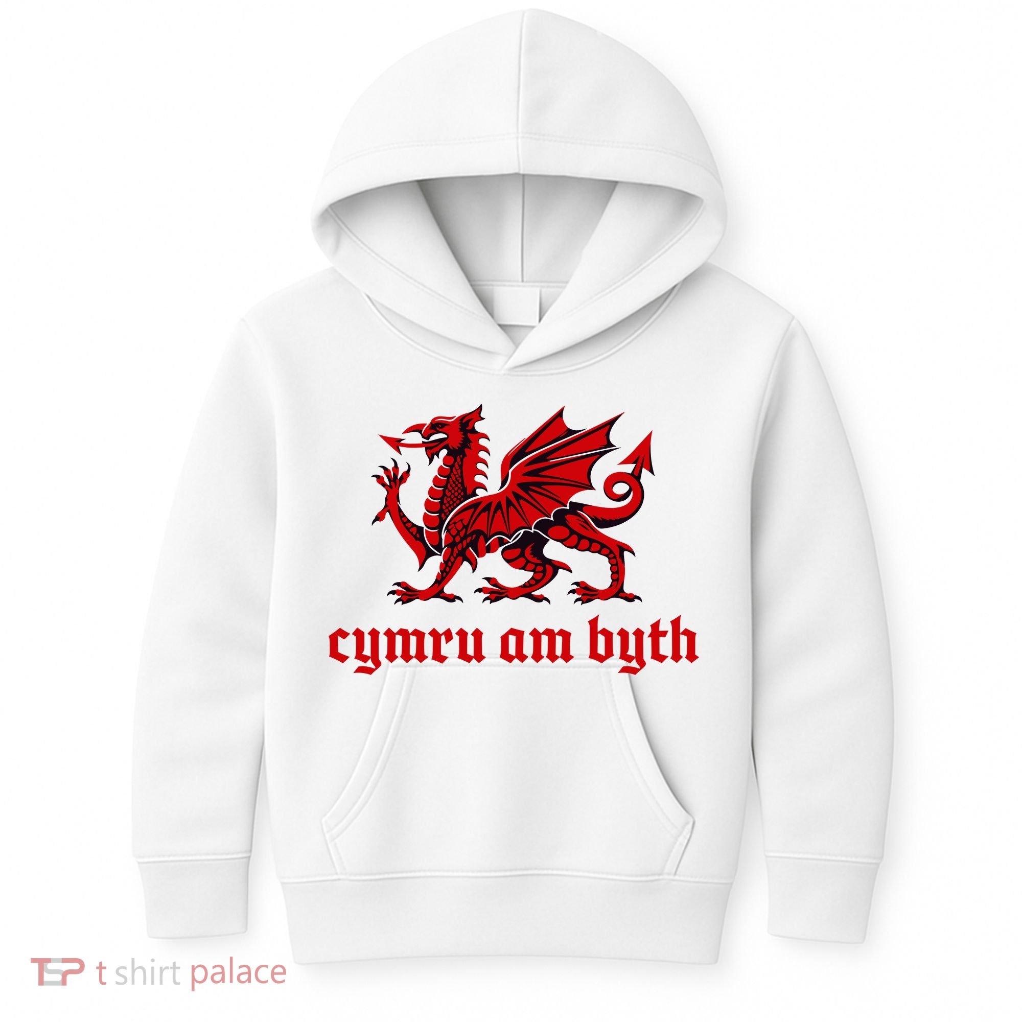 Cymru am byth Wales Red Welsh Dragon Cymraeg Flag Kids Hoodie