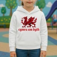Cymru am byth Wales Red Welsh Dragon Cymraeg Flag Kids Hoodie thumb 3