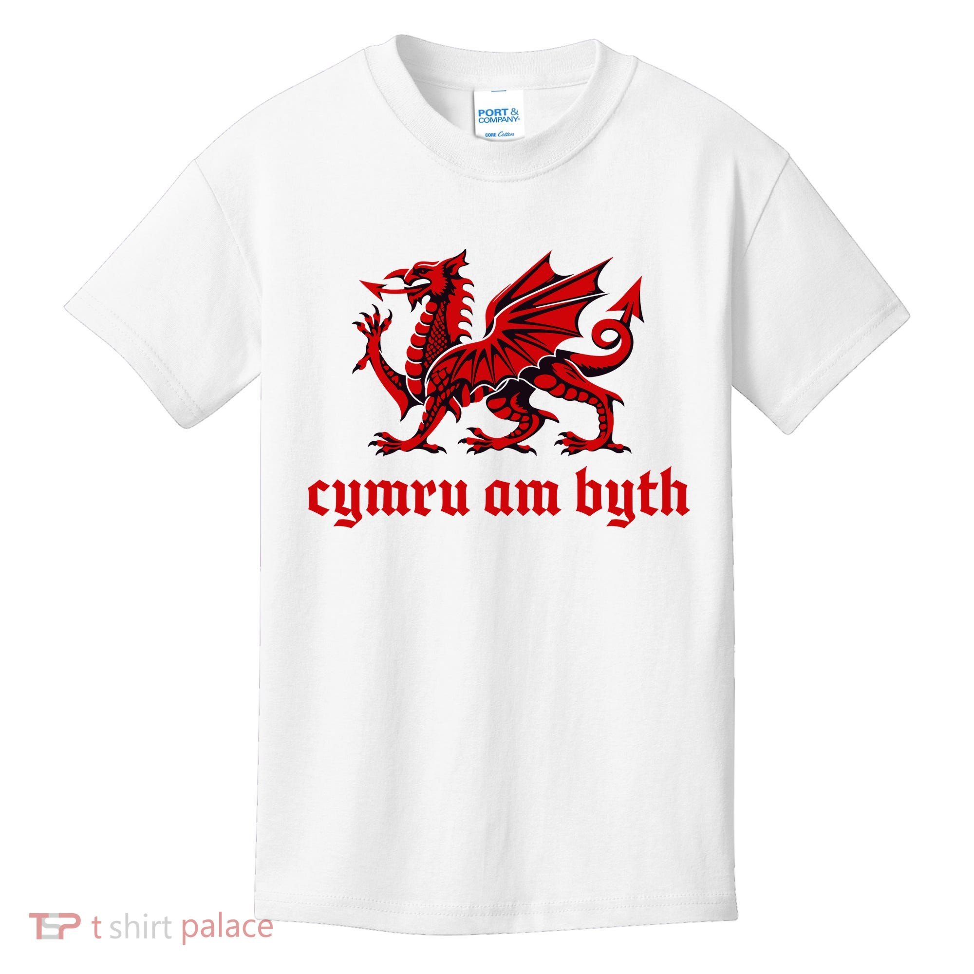 Cymru am byth Wales Red Welsh Dragon Cymraeg Flag Kids T-Shirt