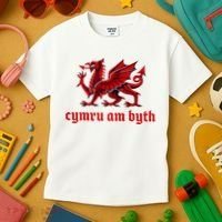 Cymru am byth Wales Red Welsh Dragon Cymraeg Flag Kids T-Shirt thumb 3