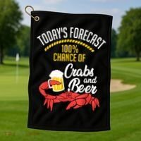 Crabs And Beer Chesapeake Blue Crab Crabbing Men Women Golf Towel thumb 1