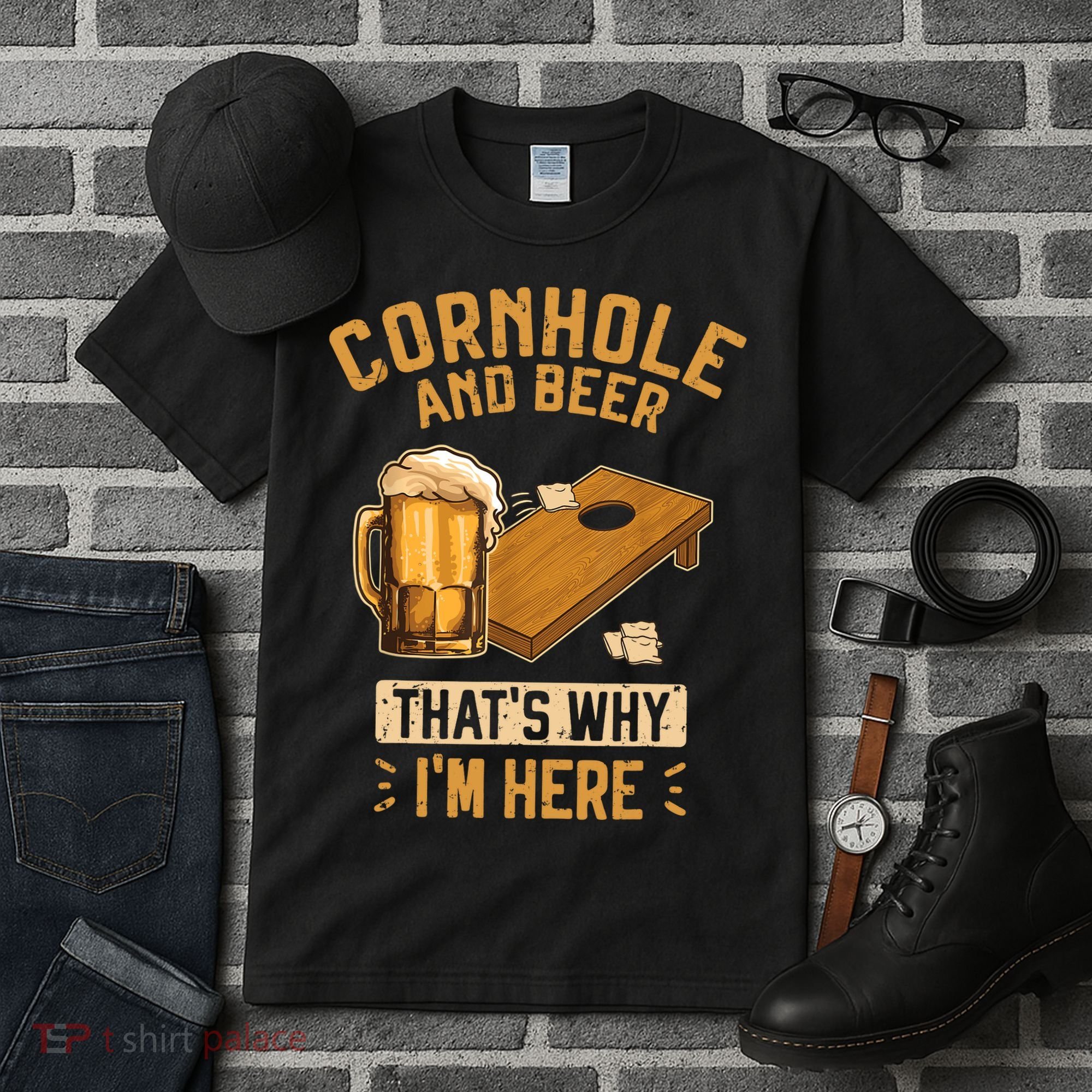Cornhole And Beer That's Why I'm Here Sack Toss Game Tall T-Shirt