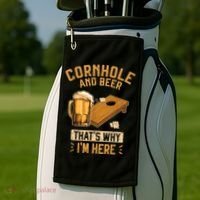 Cornhole And Beer That's Why I'm Here Sack Toss Game Golf Towel thumb 2